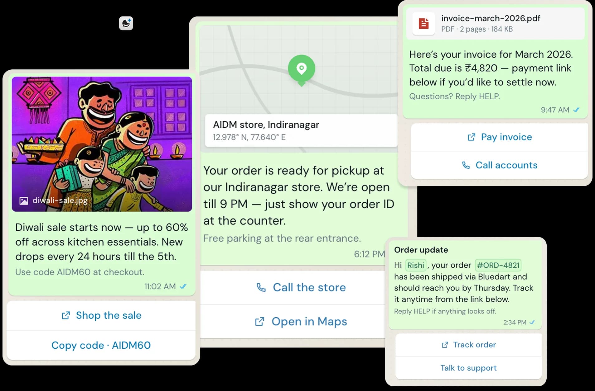 AIDM platform dashboards for WhatsApp marketing