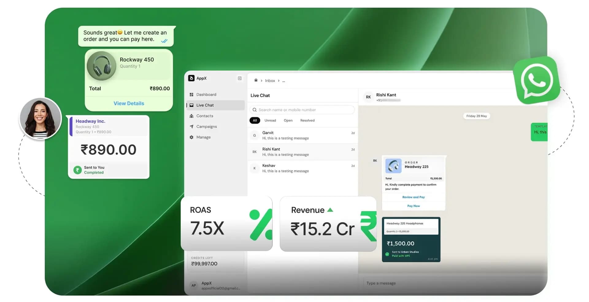 WhatsApp Business API dashboard on AIDM
