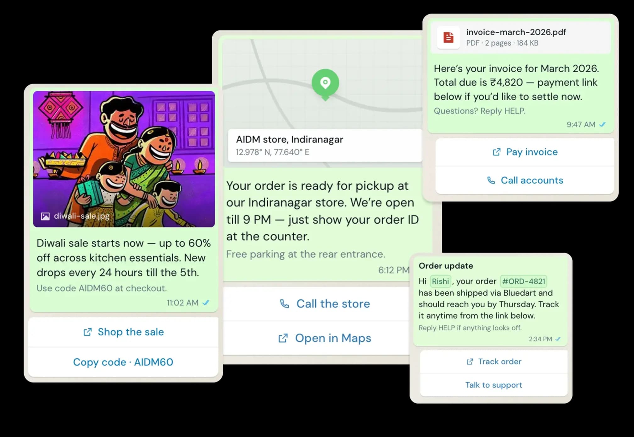 AIDM platform dashboards for WhatsApp marketing