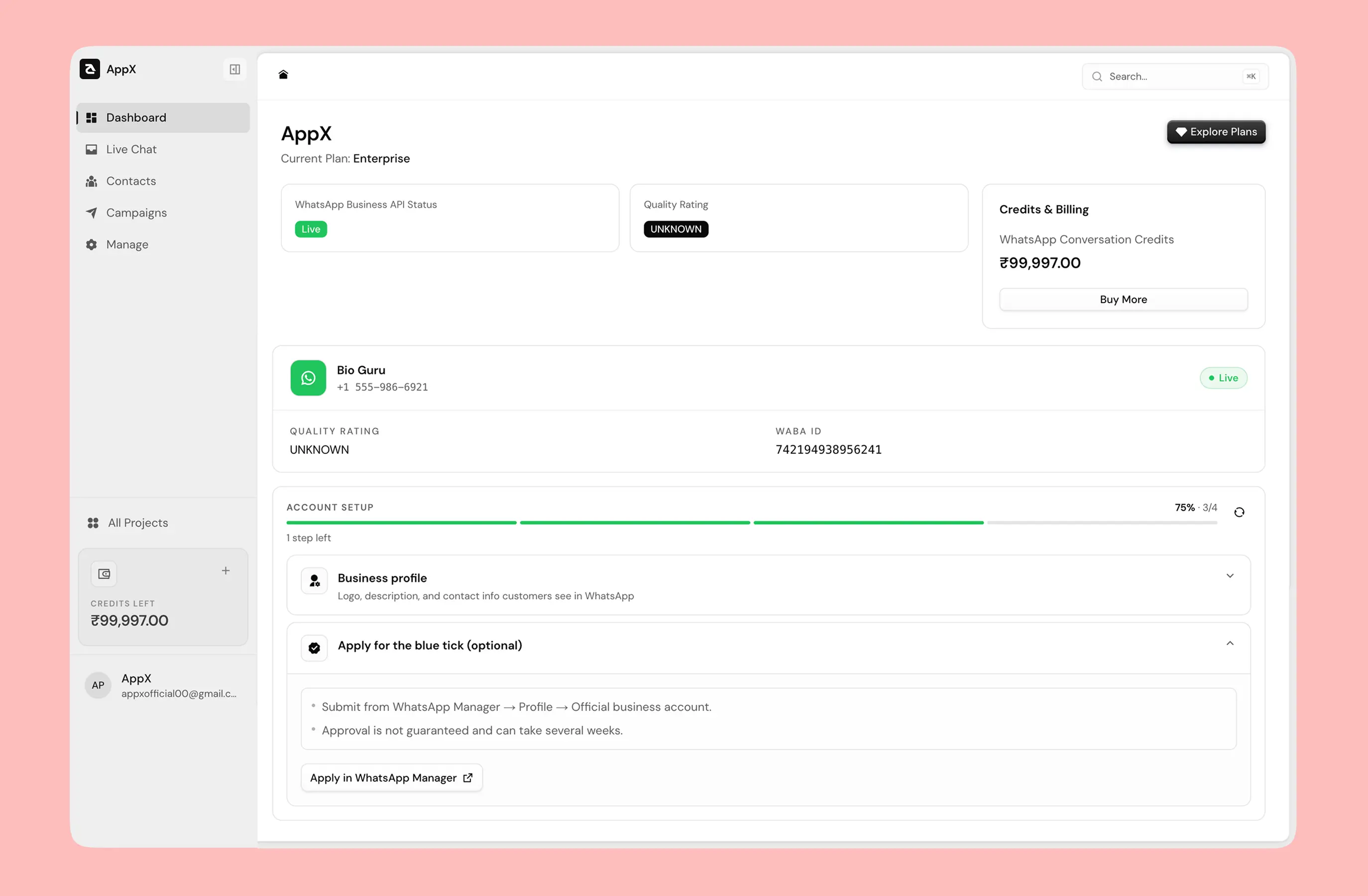 Automated CTA-based WhatsApp notification on a phone