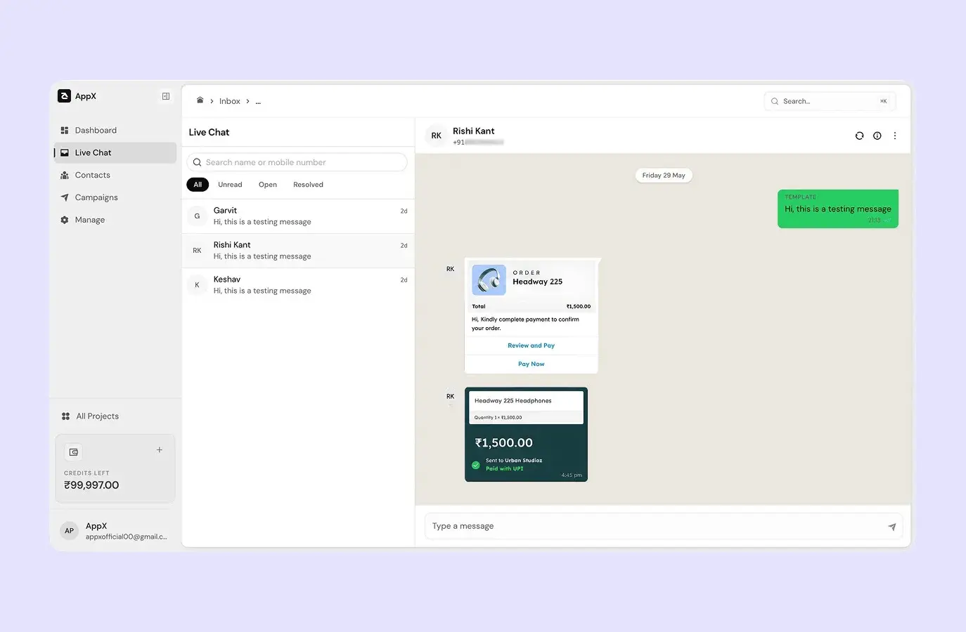 Multiple agents handling live chats in the AIDM inbox