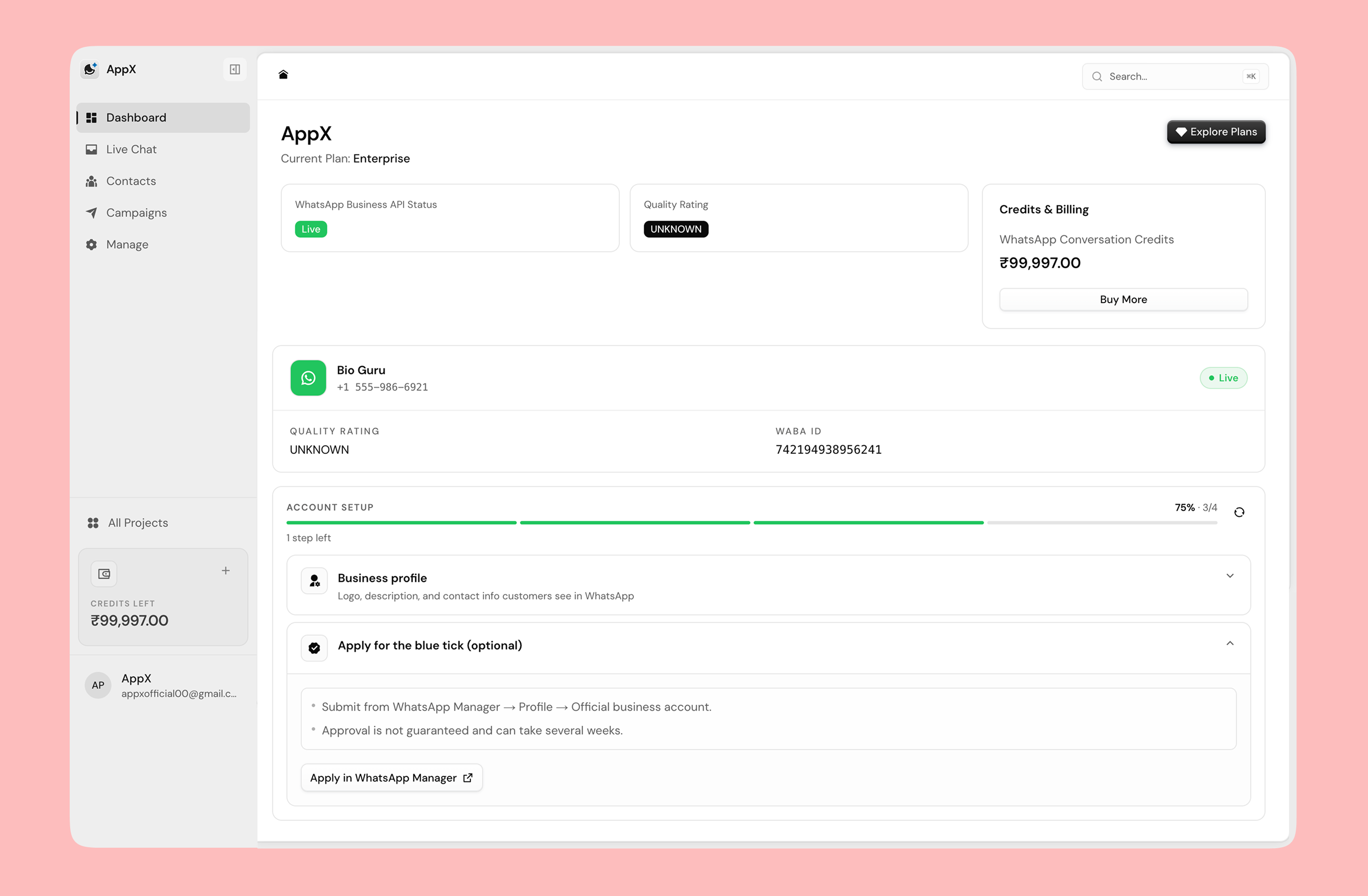 Automated CTA-based WhatsApp notification on a phone