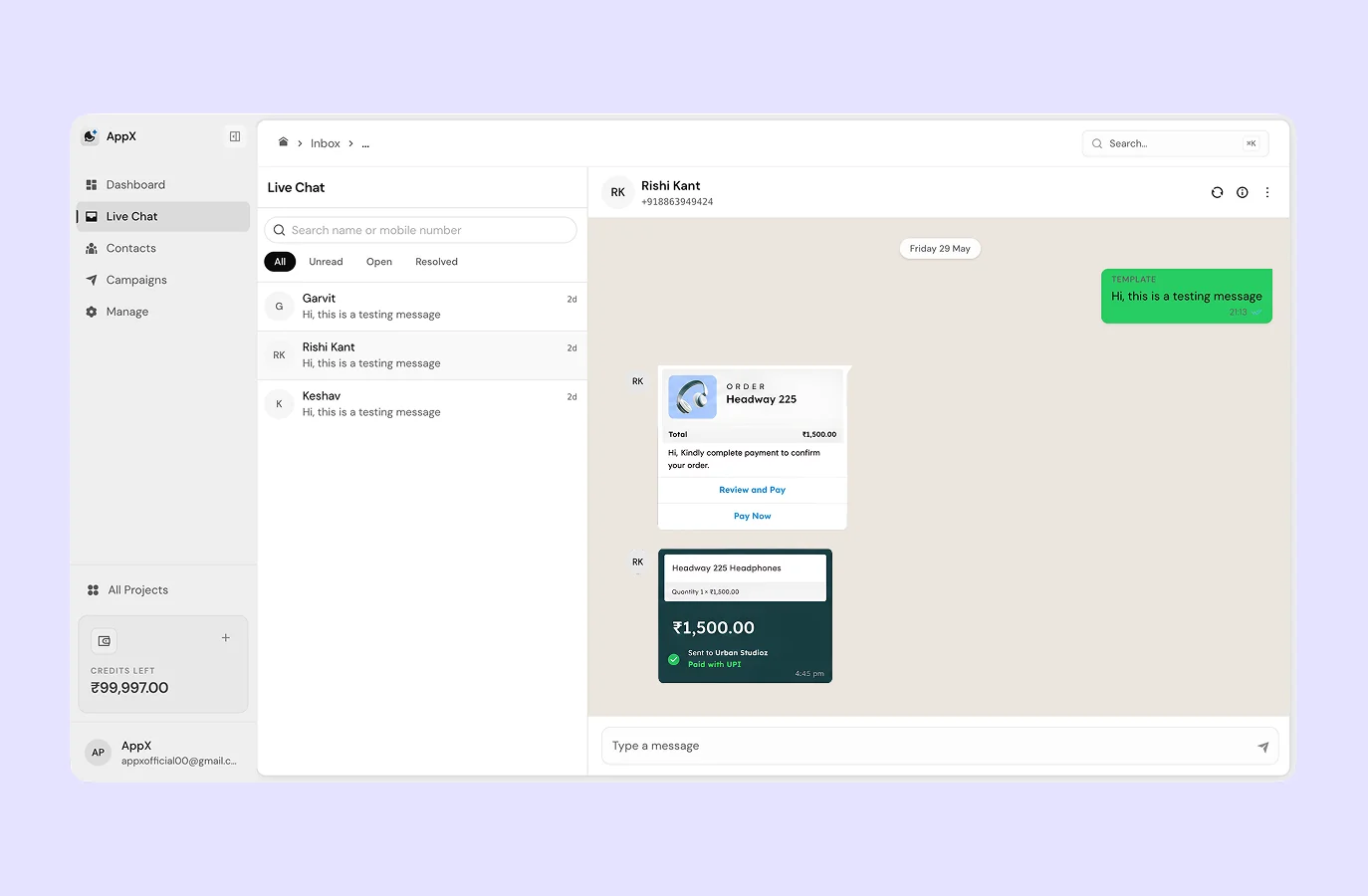 Multiple agents handling live chats in the AIDM inbox